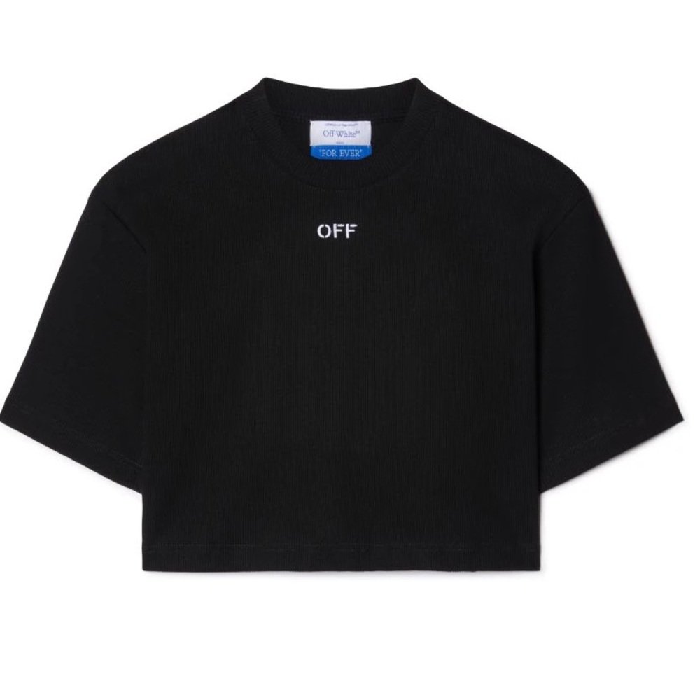 OFF—White Black “OFF” Cropped Tshirt